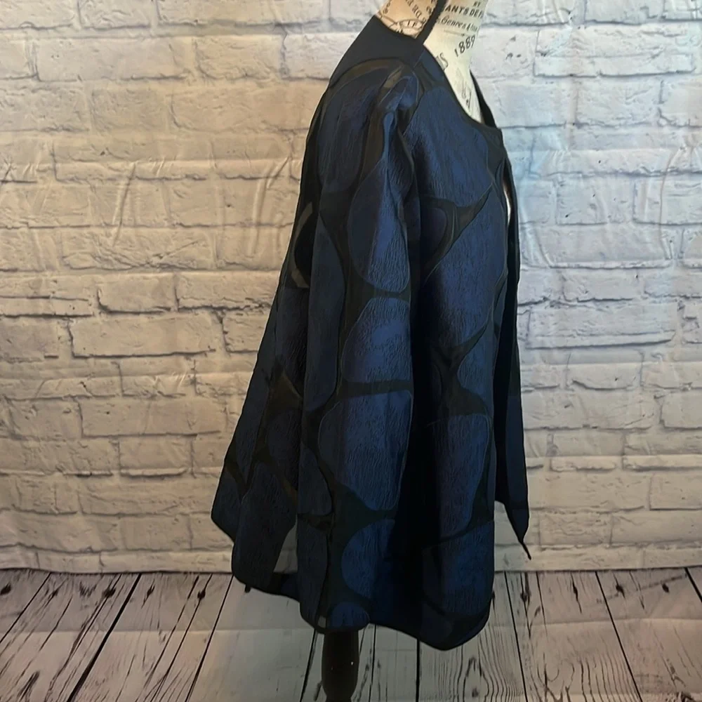 Chico’s Travelers Open Jacket Giraffe Abstract Print Organza Jacquard Sheer XL